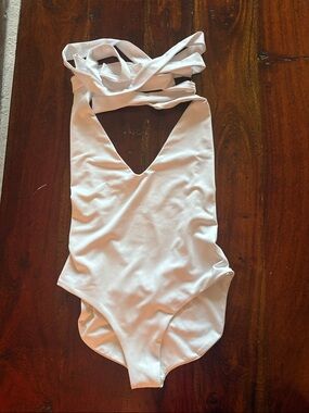 White One-Piece Halter Swimsuit